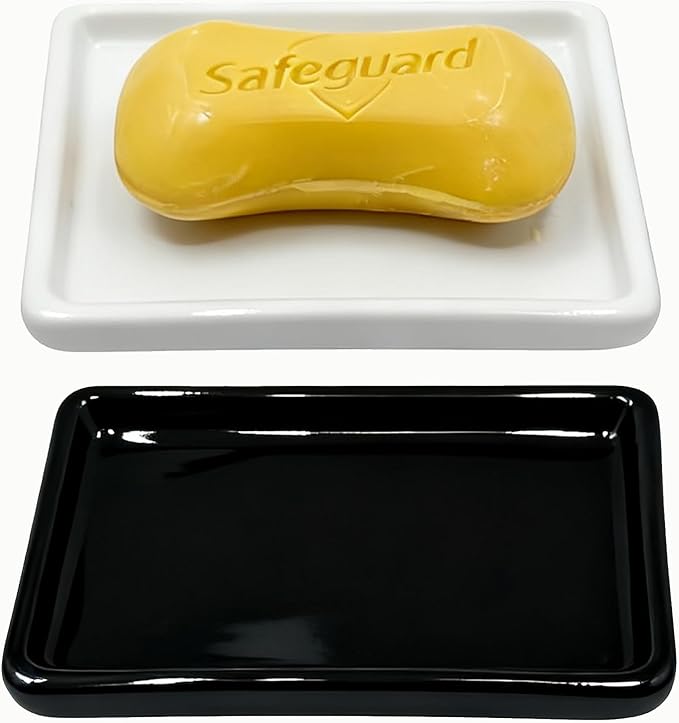 Soap Dish, Ceramic Soap Dish with Marble PatternShower, Soap Saver Tray for Bathroom, Kitchen Sink & Vanity, Multi-Use Holder for Jewelry, Rings, Keys (1 Pack, White)
