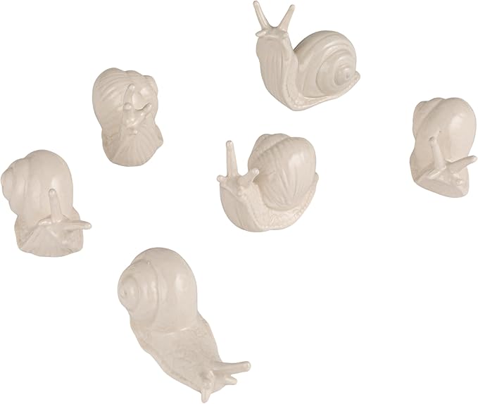 Creative Co-Op Stoneware Figurine Snails Accent Decor, Set of 6 Pieces, White