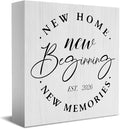 Rustic 2026 New Home Housewarming Gifts Ideas for Women Men Friend Home Desk Shelf Decor - 5.1 x 5.1 Inches New Memories Shelf Table Decor Desk Accessories - White