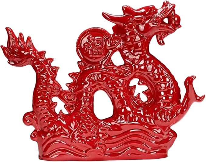 Collectible Sculptures/Figurines Ceramic Zodiac Dragon Sculpture Asian Feng Shui Ornaments Symbolize Power and Nobility Red Lucky Dragon