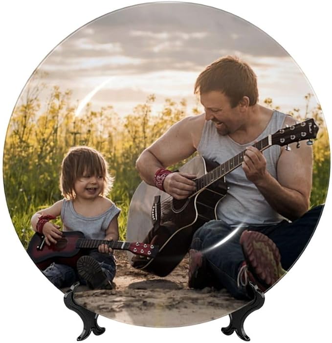 Custom Photo Ceramic Decorative Plate, Wobble-Plate Dishes with Display Stand, Handmade Ceramic Ornament, for Wall Hanging Living Room Bathroom Decor Gift, OliveDrab-7 In