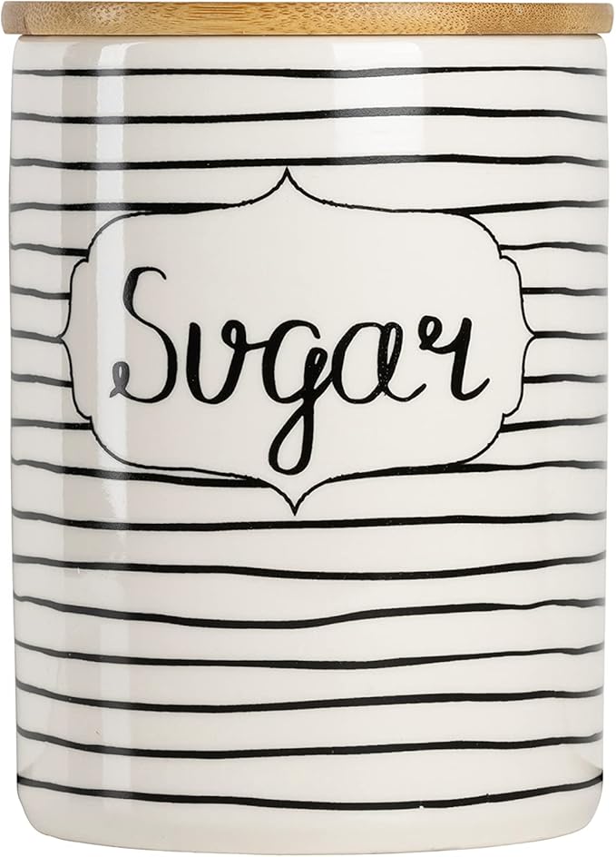 10 Strawberry Street Everyday Coffee, Sugar, Flour 3 Piece Canister Set, White/Black