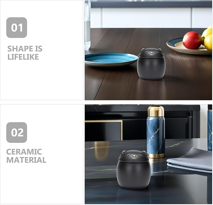 Cat Ceramic Storage Jar Mini Cartoon Cat Canister for Tea Candy Cookies and More Cute Decorative Kitchen Storage Jar for Lovers