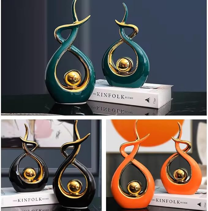 ELEGANTZ Abstract Art Ceramic Statues – Modern Shelf Decorations – Centerpiece Luxury Table Decorations for Living Room, Coffee Table, Office – Elegant Home - Ornaments for Home Decor - 1 Pc