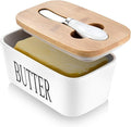 Butter Dish with Lid: Large Butter Dish for Countertop - Ceramic Butter Keeper Container with Knife and High Quality - Silicone Sealing Butter Box for Home Decor Good Kitchen Gift Black White
