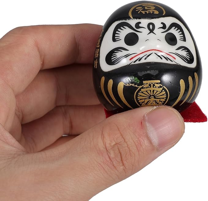 5pcs Japanese Ceramic Lucky Dolls Miniature Figurines Small Dashboard Statues for Car and Home Decoration 4.7cm Sculptures Asian Collectible Ornaments
