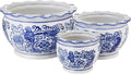Blue and White Planters, Succulent Pots Ceramic Plant Pots Indoor with Drainage for Home Décor - Set of 3