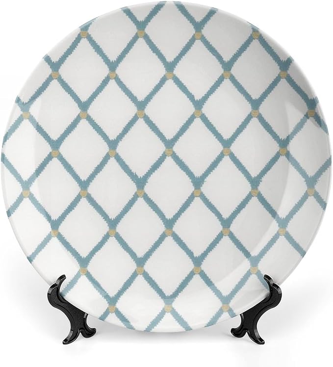 Teal Pineapple Geometric Vintage Plates Decor for Art Decoration Household Wall Personalized Holiday Idea Gifts Ceramic Salad Plates Including Bracket And Special Hook, Multi Sizes by Choosing