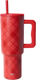 Simple Modern Trek | 40 oz Christmas Tumbler with Handle and Straw Lid | Cup Holder Friendly Insulated Stainless Steel Travel Mug | Holiday Gifts for Women Men Her Him | Holiday Flannel