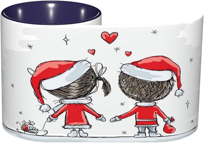 Rainbow,Funny Novelty Ceramic Coffee Cups With Handle,Flower of Life with Colorful Petals Tea Cup for Office and Home, 11 Oz,Dishwasher Microwave Safe (Navy blue)