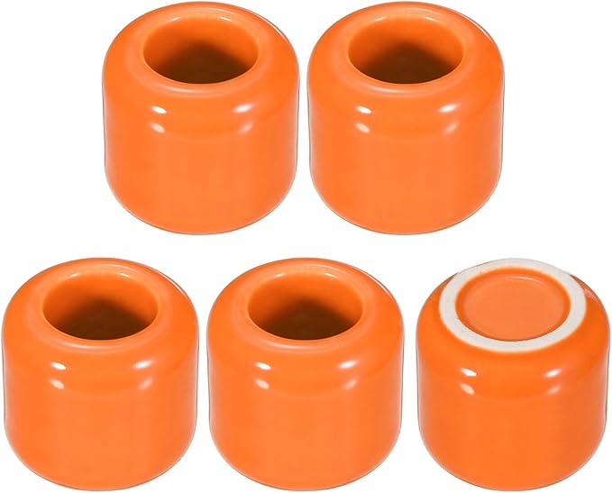 uxcell 5 Pcs Ceramic Chime Candle Holders, Small Ceramic Candle Holders for Birthday Parties Dinners Weddings Table Centerpiece Gatherings Anniversaries Occasions, Orange