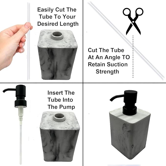 Soap Pump Replacement, Hand Soap Dispensers Pump for Bathroom, Replacement for Round 1.1in (28 mm) Neck Bottles,Rust Proof&Leak Proof for Soap Lotion Bottle Upcycling (Matte Black, 2 Pack)