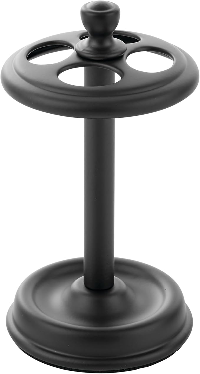 iDesign Toothbrush Holder for Bathroom or Vanity - 4 Slots for Manual Toothbrushes - Matte Black