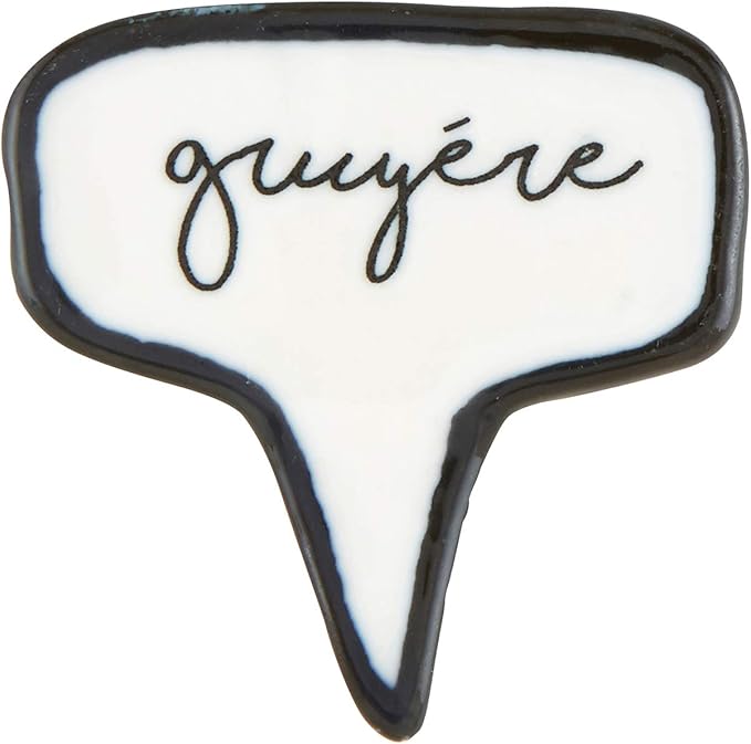 Santa Barbara Design Studio Table Sugar Ceramic Cheese Markers Set of 4, 2" x 2", White/Black