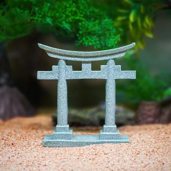 livelyfish Aquarium Decorations Asian Japanese Shinto Torii Gate Fish Tank Decorations Miniature Shrine Japan Style Ornament Underwater Landscape Decoration (X-Large)