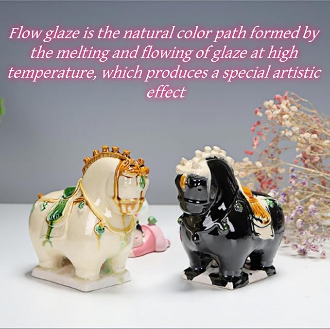 Sculpture Collectibles Ceramic Horse Sculpture Desktop Ornament Asian Feng Shui Art Collectible Yellow