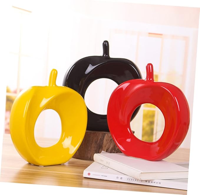 PRETYZOOM 1pc Ceramic Apple Figurine Sculpture Handmade Decorative Ornament for Desktop Decor Adorable Home Accent Present for Housewarming and Special Occasions Design