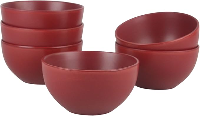 10 Strawberry Street Wazee Matte 5.5"/16oz Cereal Bowl, Set of 6, Red