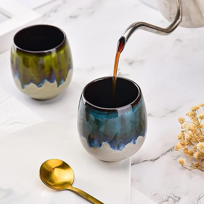 3 oz Ceramic Mini Espresso Cups Set of 4, Espresso Mugs, Porcelain Coffee Mugs Demitasse Cups, Modern Style Handless, Microwave Dishwasher Safe (Morandi Color)
