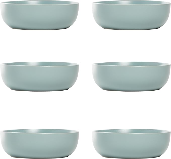 10 Strawberry Street Wazee Matte Coupe Dinnerware, Bowl, Mineral Blue, Set of 6
