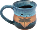 ALWAYS AZUL POTTERY Dragonfly 14 Oz. Mug in Waterfall Glaze - Handmade Ceramic Coffee Mug - Stylish and Unique Handcrafted Artistic Drinkware - Polished Clay Cups, Great for Coffee, Tea, & Art Lovers