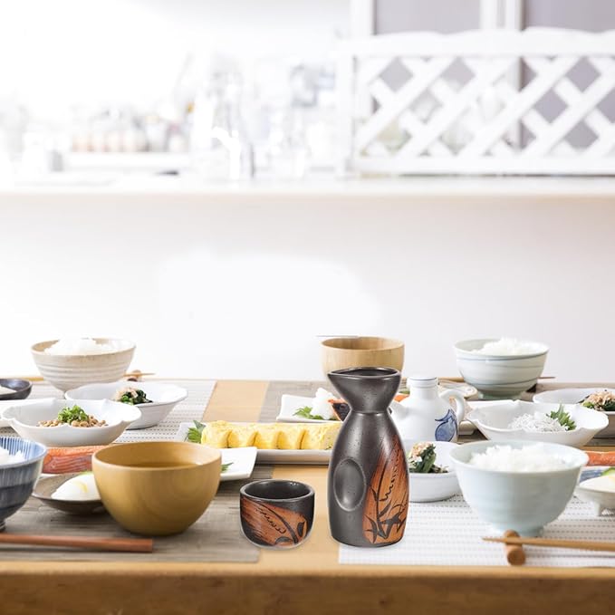 VALICLUD 1 Set Ceramic Sake Set Traditional Japanese Sake Kettle Cups Pottery Dishwasher for Home and Bar Entertaining for Pottery Lovers