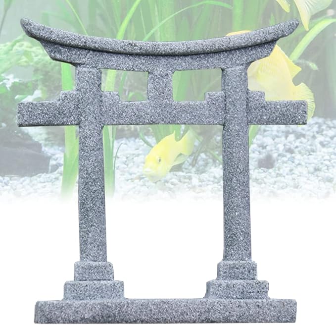 livelyfish Aquarium Decorations Asian Japanese Shinto Torii Gate Fish Tank Decorations Miniature Shrine Japan Style Ornament Underwater Landscape Decoration (X-Large)