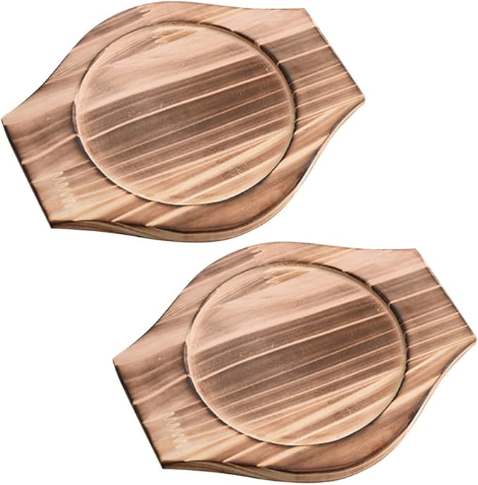 UPKOCH UPKOCH 2 Sets Korean Stone Bowl Wood Base, 9.4" Wooden Trivets for Hot Dishes (Fits 6-inch), Heat Resistant Pot Holder Tray for Casserole and Ceramic Pots