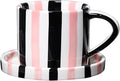 Espresso Cups Ceramic Coffee Mug Series European Striped Dot Coffee Cup And Saucer Mug Cake Plate Afternoon Tea Set Tea Cup And Saucer,Pinkblack