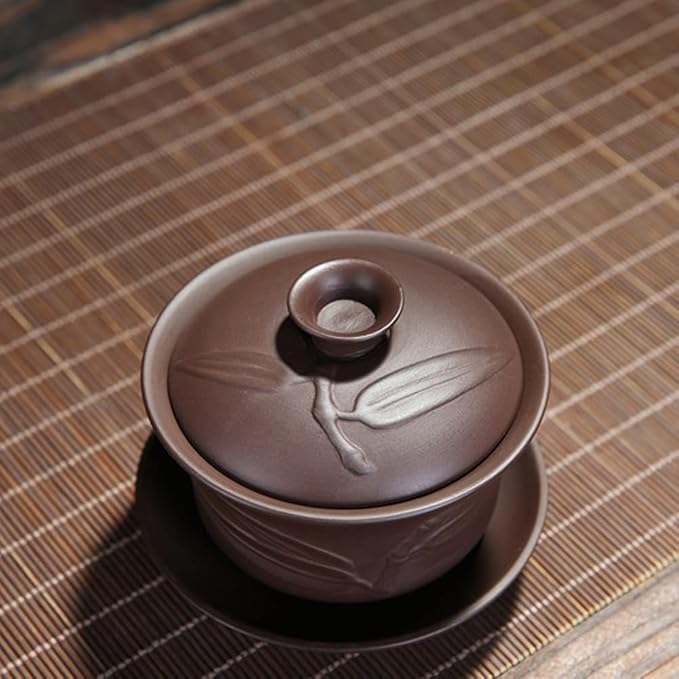 Yixing Chinese Zisha Gaiwan Handmade 150ml China Porcelain Gaiwan Kungfu Teacup Traditional Chinese Teaware Tea Set