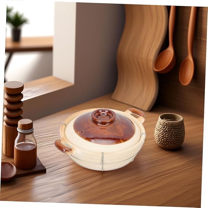 Ciieeo 2pcs Clay Casserole Dish Lid Single Handle Korean Stone Pot for Rice Soups Stews - Cookware for Home Cooking