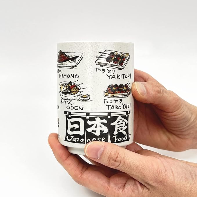 Japanese Tea Cup - Pottery 9 fl oz, Yunomi Mug, Sushi Made in Japan (C3-37 Japanese Food)