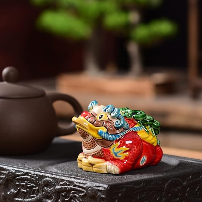 Ceramic Frog Statue Feng Shui Decor Money Toad Good Luck Charms Frog Gifts Decor for Housewarming Congratulatory, Attract Wealth and Good Luck Shelves Home Decor Gifts