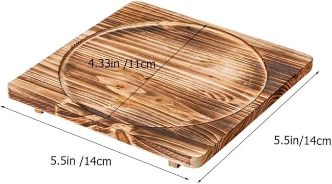 Unomor 2pcs Heat Insulation Pad for Stone Bowls Wooden Mat Outer Inner Easy to Clean Heat Pad for Kitchen Countertop Use