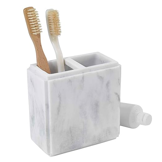 Avanti Linens - Accessory Set, 4pc Set Includes Resin Tumbler, Toothbrush Holder, Soap Dish & Lotion Pump/Soap Dispenser, Marble Home Decor (Catania Collection, Grey)
