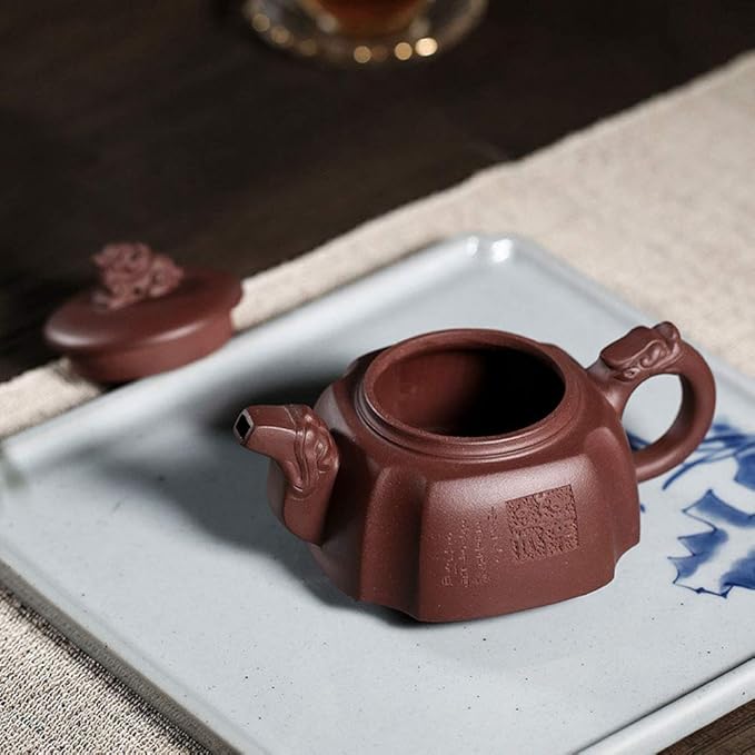 Clay Teapot 10oz Zisha Tea Pot Chinese Dragon Kungfu Tea Set Kettle (purple mud)