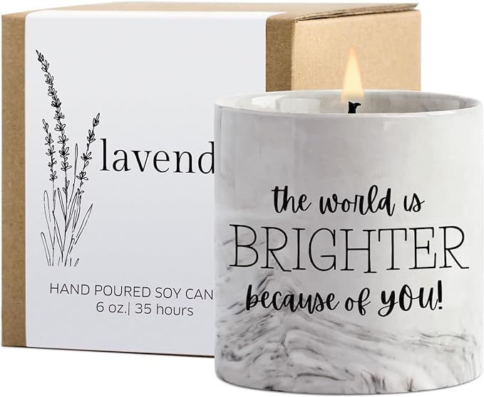 FreeJac Friendship Candle Gifts - Thank You Gift for Women, Mom, Teacher, Sister - Best Friend BFF Birthday Gifts Inspirational Lavender Candle Jar 6 Oz