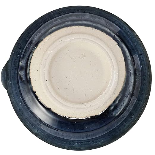 TIKUSAN Ceramic Ripple Ridge Mortar & Pestle (Suribachi & Surikogi) Set with Spout Made in Japan Mino Ware (Large Blue)