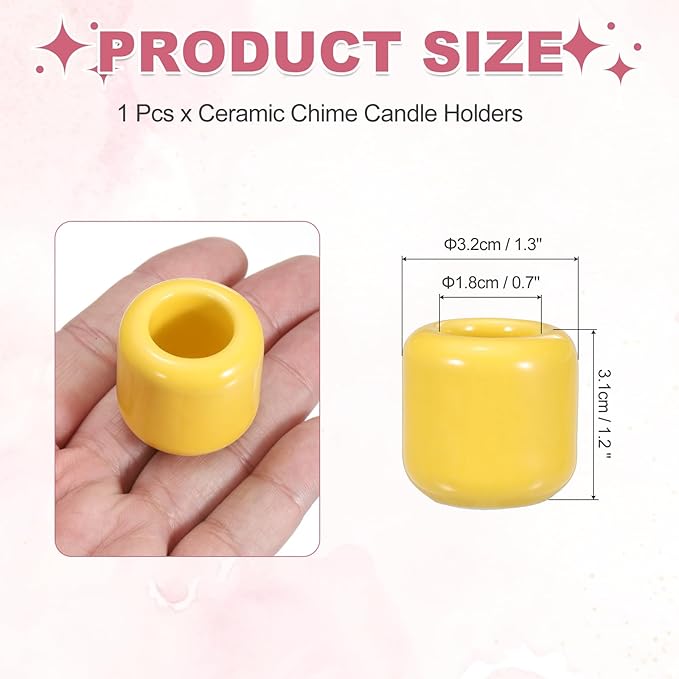 uxcell Ceramic Chime Candle Holders, Small Ceramic Candle Holders for Birthday Parties Dinners Weddings Table Centerpiece Gatherings Anniversaries Occasions, Yellow