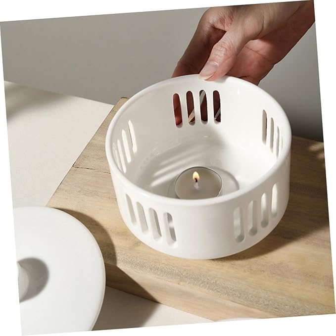 Alipis Cubilose Soup Stew Bowl Candleholder Ceramic Multi-functional Heating Pot for Sea Cucumber and Bird's Nest Decorative Design for Use