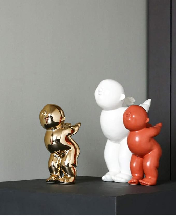 Handmade Sculptures Sculptures Ceramic Abstract Figure Fat Man Decoration New Chinese Creative Living Room Wine Cabinet Decoration-Length 14.5Cm Wide 9.5Cm High 22.5Cm