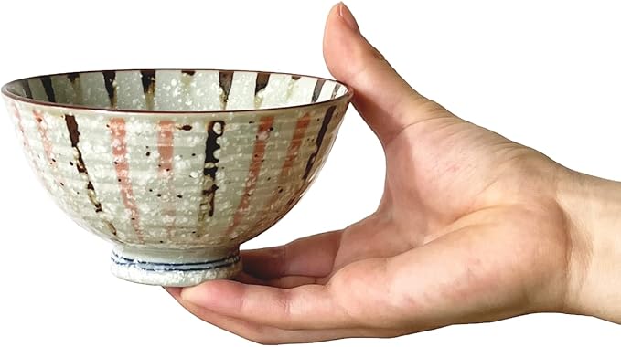 Traditional Style Japanese Ceramics Rice Bowl Chawan Pottery, Dishwasher Microwave Safe Made in Japan (Sabitokusa, Small (nakahira))