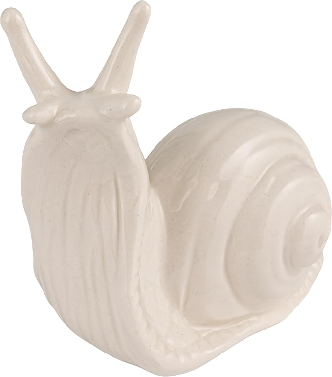 Creative Co-Op Stoneware Figurine Snails Accent Decor, Set of 6 Pieces, White