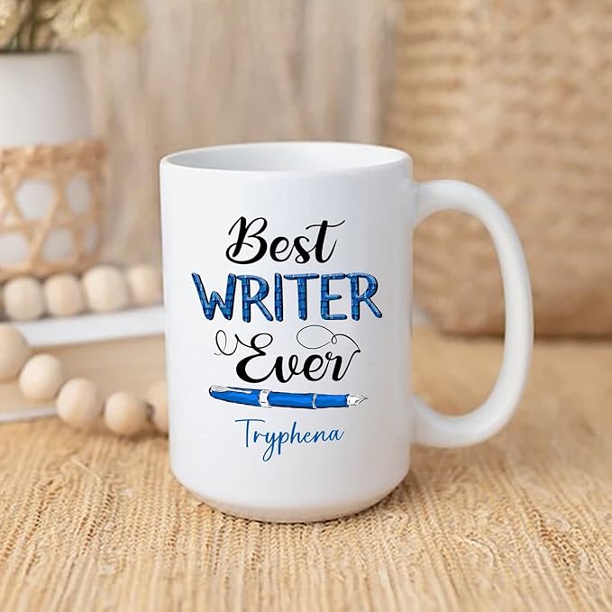 Personalized Author - Writer White Mug, Best Writer Ever Coffee Mug for Men/Women, Writer Ceramic Mug 11oz 15oz Gift for Birthday/Retirement, Customized Writing Cup Gifts for Poet/Novelist