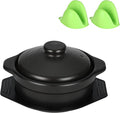 Korean Stone Bowl (Dolsot) – Ttukbaegi Pot with Lid, Bibimbap Bowl, 37 oz Earthenware Hot Pot for Steamed Eggs, Rice, Bibimbap, Ramen & Soup – Complete with Heat-Resistant Silicone Mitts