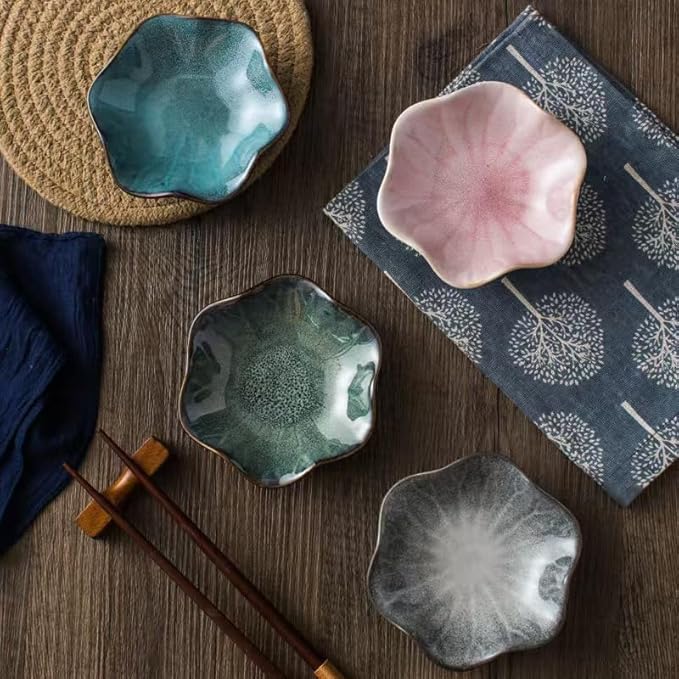 Lotus Leaf Shape Decorative Ring Tray, Small Key Bowl, Ceramic Trinket Tray Jewelry Dish Organizing Necklace Earrings, Home Decoration for Mom Best Friend Sister, Sea Blue.