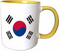 3dRose Flag of South Korea - Korean white red blue taegeuk circle black trigrams - Taiji Yinyang Taegeukgi 15oz Two-Tone Yellow Mug
