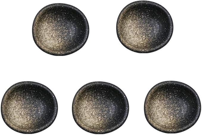 Colias Wing 3.5 Inch Retro Style Black&White Stylish Design Multipurpose Porcelain Side Dish Bowl Seasoning Dishes Soy Dipping Sauce Dishes-Set of 5