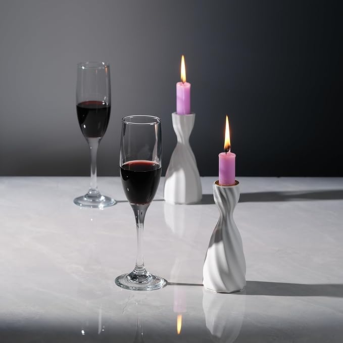 Twizzle Twist Candle Holder, Decorative Candle Holder for Table Display, Romantic Decoration, Unique Home DÉCOR Aesthetic, Housewarming Gift, Sculpture Candle Stand Set of 2 Cement