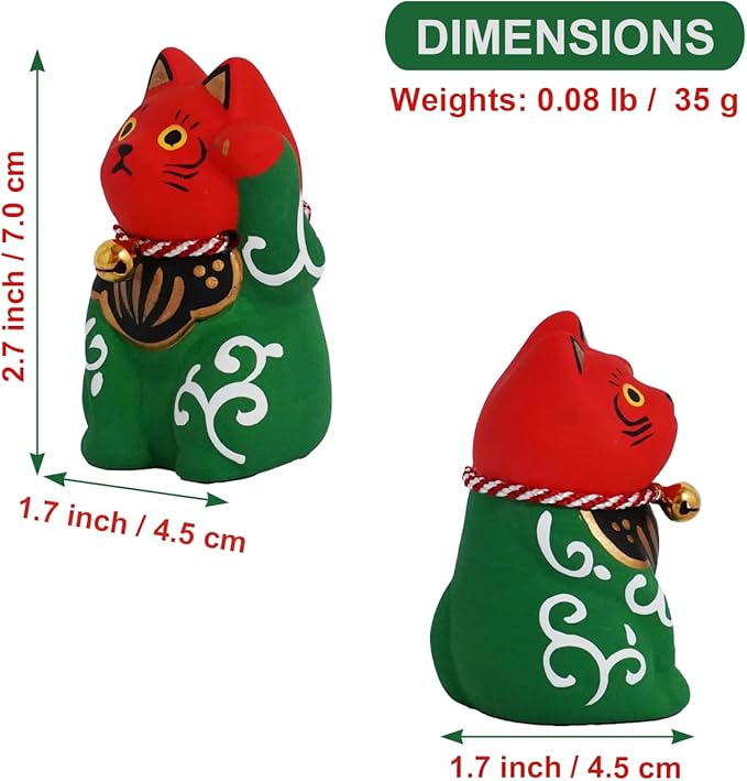 Maneki-Neko Lucky Cat, 2.7 Inches | Hand-Painted Ceramic Fortune and Prosperity Talisman | Artisan Crafted Desk and Room Decor | Made in Japan (Lion cat)